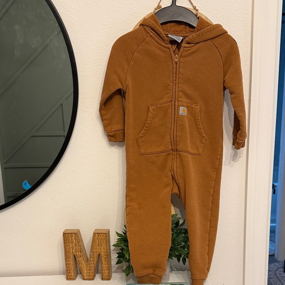 Carhartt Toddler Full-Zip Hooded One-Piece in Brown